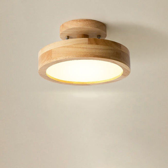 LED Semi-Flush Mount Ceiling Light - Nordic Log Design for Living Room & Entryway Lighting