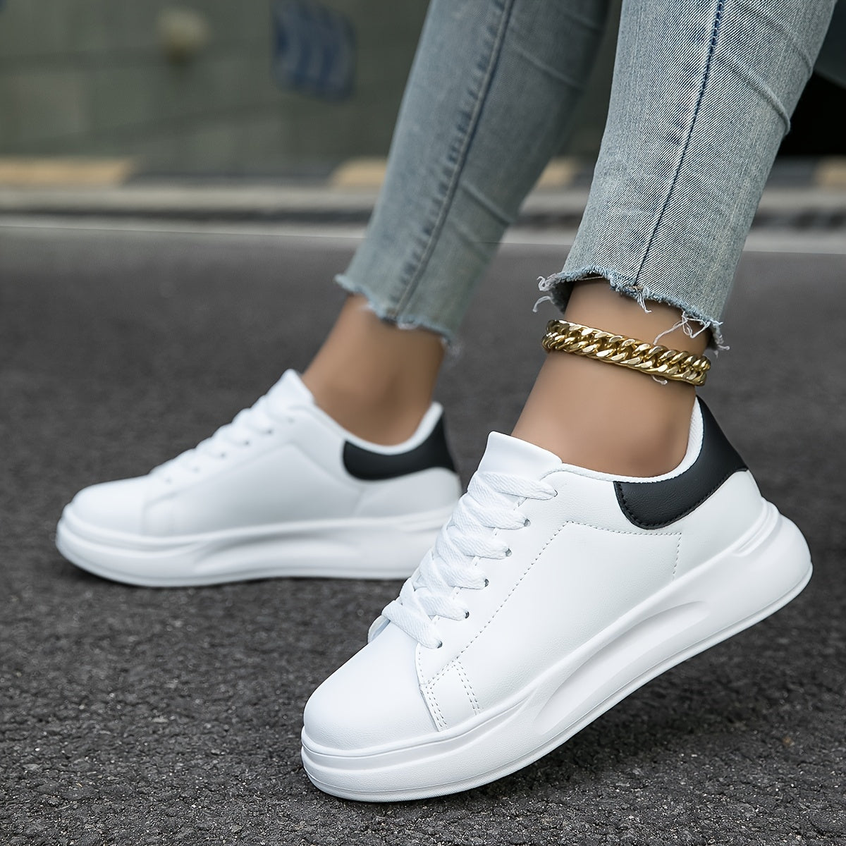 PureStride™ | Women's Clean White Leather Sneakers | Breathable, Lightweight, and Stylish Design for Everyday Wear