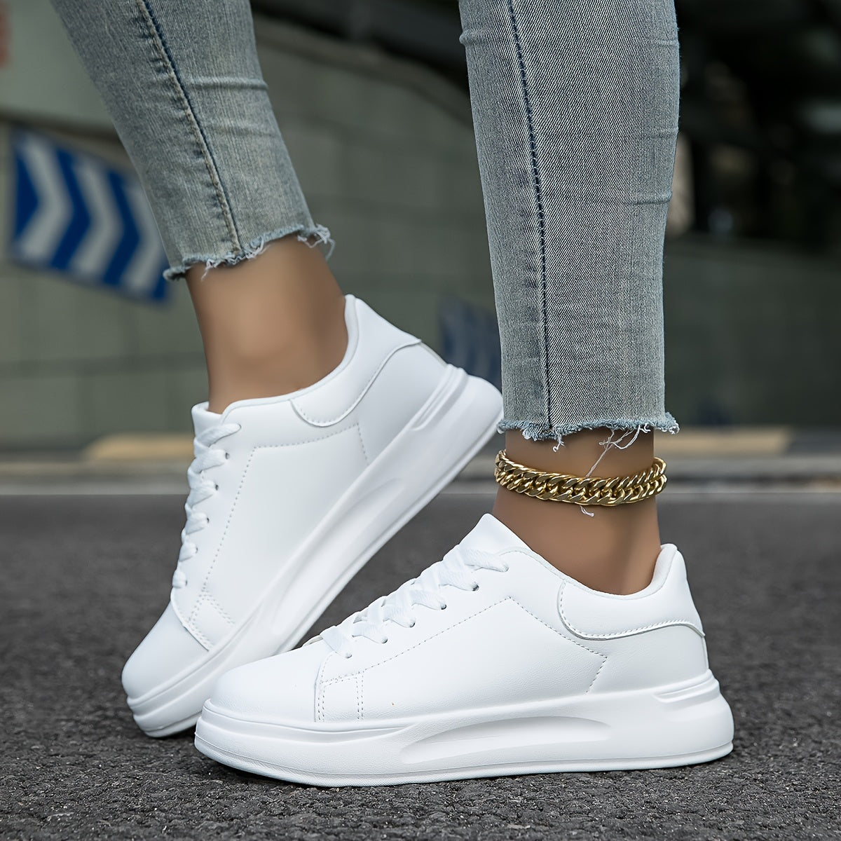 PureStride™ | Women's Clean White Leather Sneakers | Breathable, Lightweight, and Stylish Design for Everyday Wear