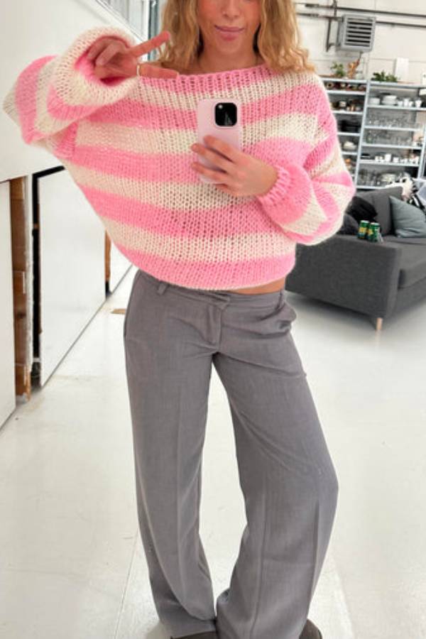 Candy Navy™ | Women's Knit Jumper | Soft Fabric, Striped Design & Cozy Fit
