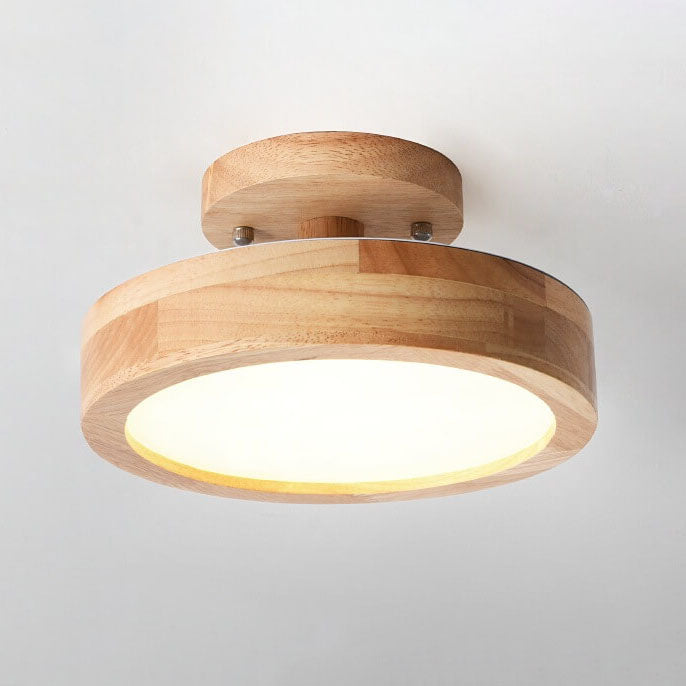 LED Semi-Flush Mount Ceiling Light - Nordic Log Design for Living Room & Entryway Lighting