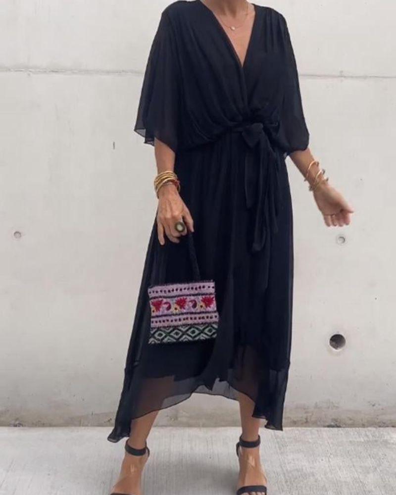 Flowy Belleza™ | Women's Crossed Midi Dress | Lightweight Fabric, Adjustable Straps & Flattering Silhouette