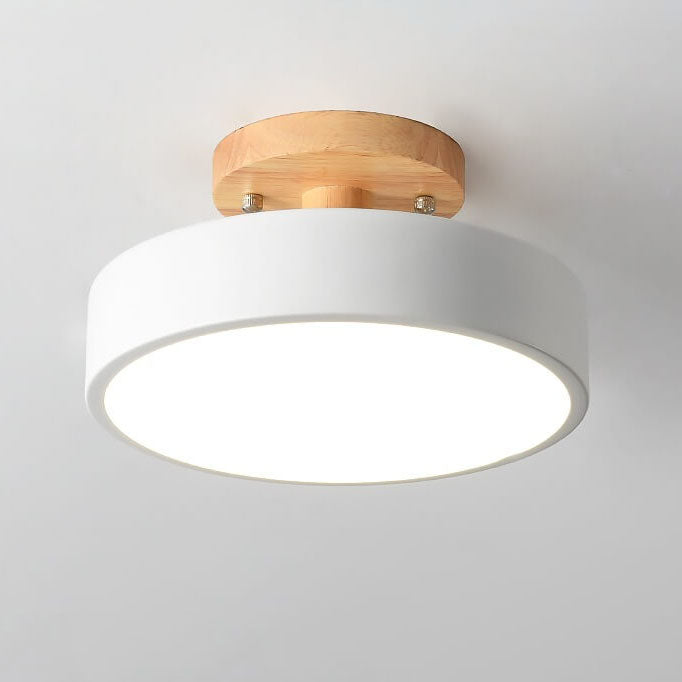 LED Semi-Flush Mount Ceiling Light - Nordic Log Design for Living Room & Entryway Lighting