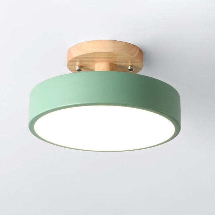 LED Semi-Flush Mount Ceiling Light - Nordic Log Design for Living Room & Entryway Lighting