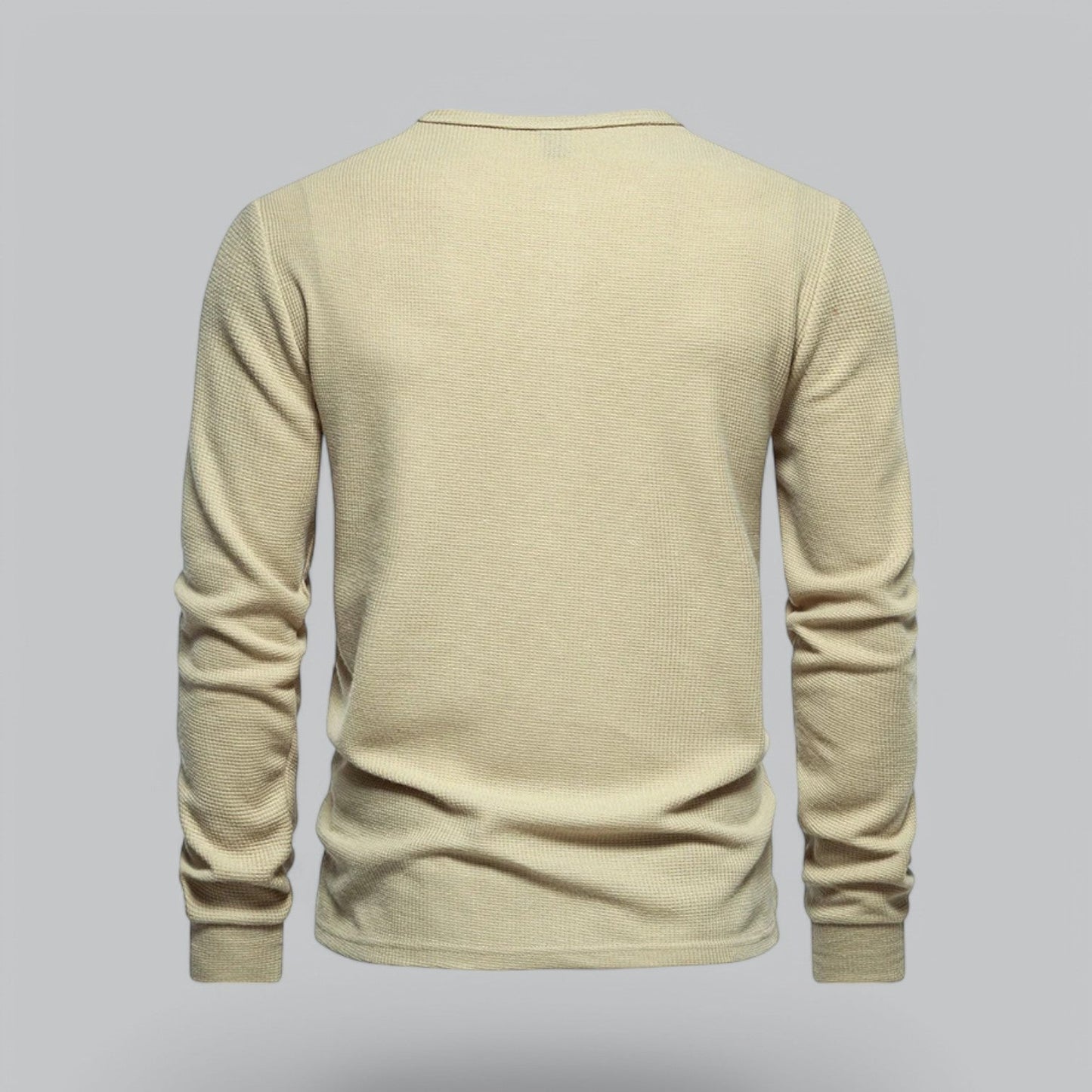 Waffle Henley Long Sleeve T-Shirt | Casual Cotton Shirt for Men | Lightweight, Breathable Fabric, Comfortable Fit