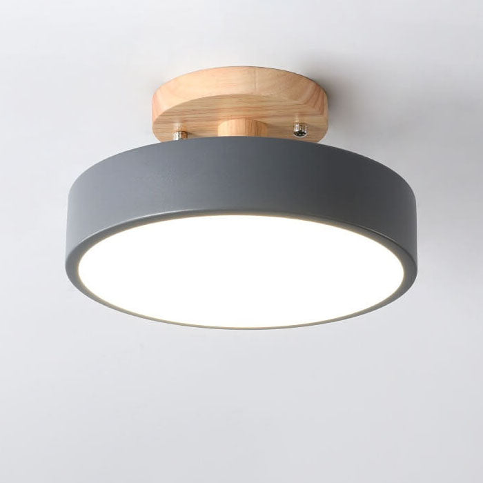 LED Semi-Flush Mount Ceiling Light - Nordic Log Design for Living Room & Entryway Lighting