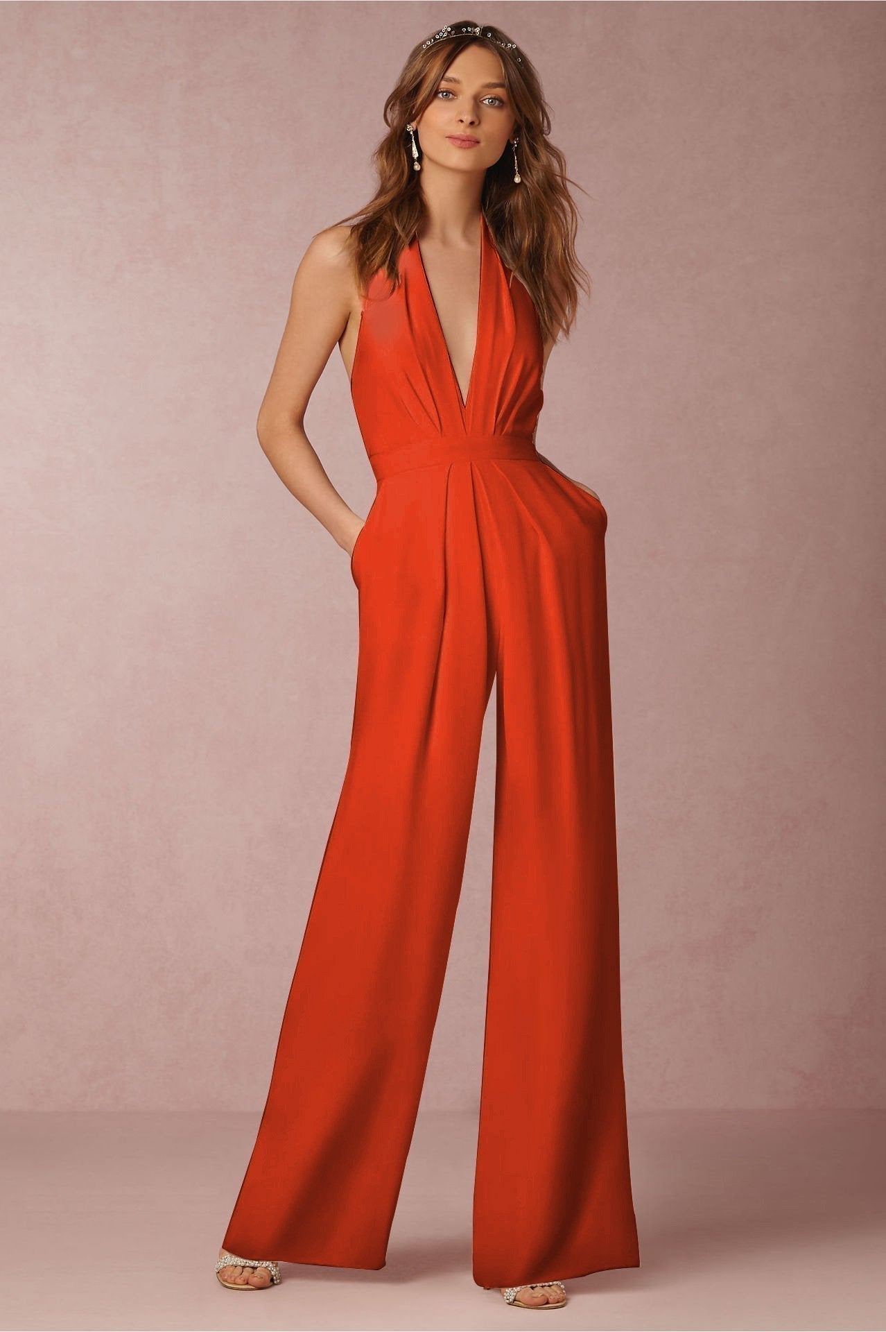 Halter Luxe™ | Women's Colorful Wide Leg Jumpsuit | Lightweight Fabric, Adjustable Neckline & Flattering Fit