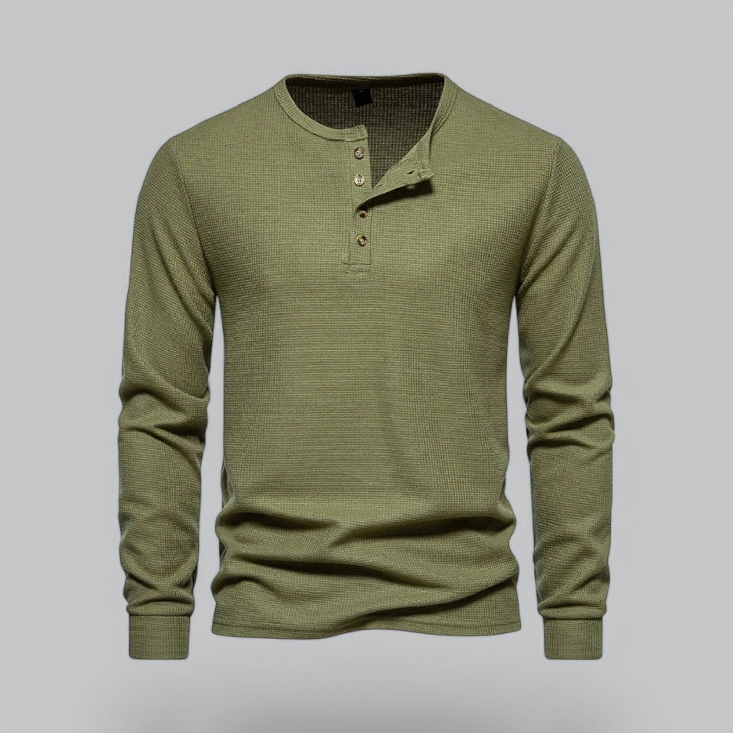 Waffle Henley Long Sleeve T-Shirt | Casual Cotton Shirt for Men | Lightweight, Breathable Fabric, Comfortable Fit