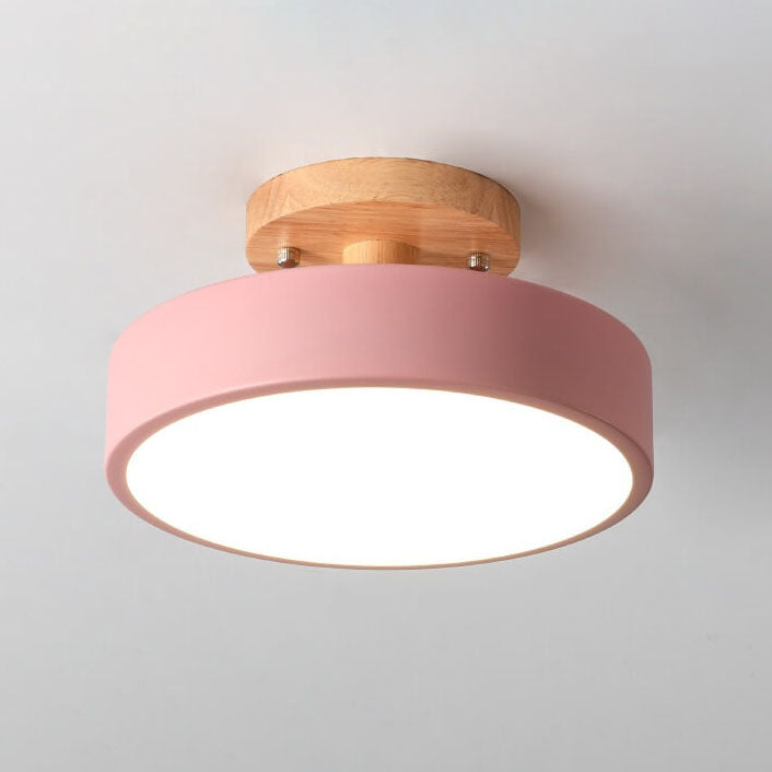 LED Semi-Flush Mount Ceiling Light - Nordic Log Design for Living Room & Entryway Lighting