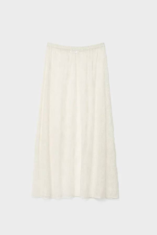 Floral Breeze™ | Women's Maxi Skirt | Elastic Waist, Floral Lace Design, Comfortable & Stylish Fit