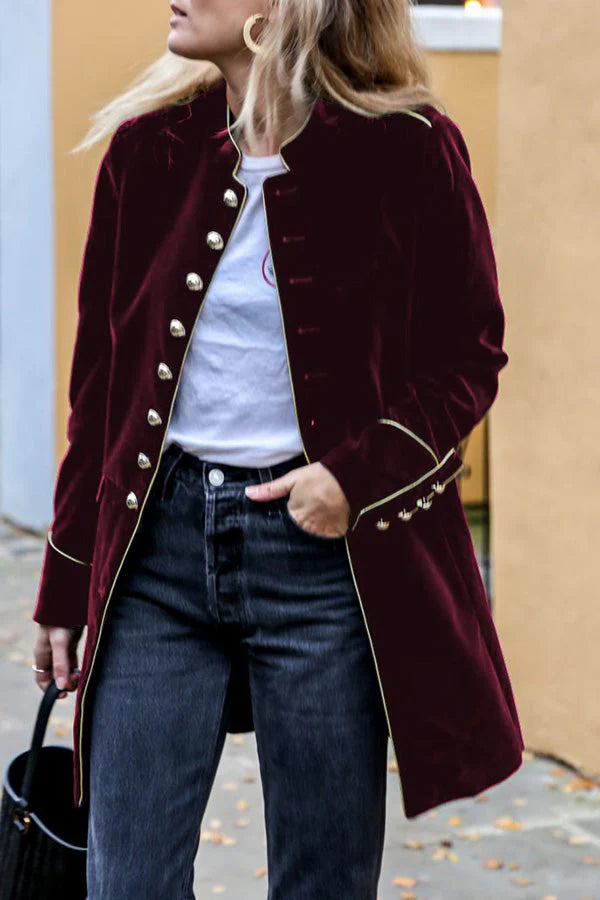 Velvet Aura™ | Women's Multi-Button Jacket | Luxurious Velvet, Patchwork Design, Stylish & Comfortable Fit