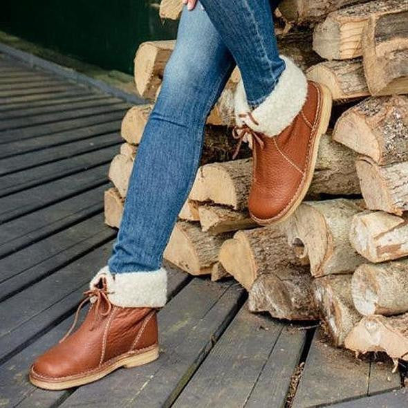 Lace Haven™ | Women's Leather Ankle Boots | Genuine Leather, Lace-Up Design, Durable & Stylish