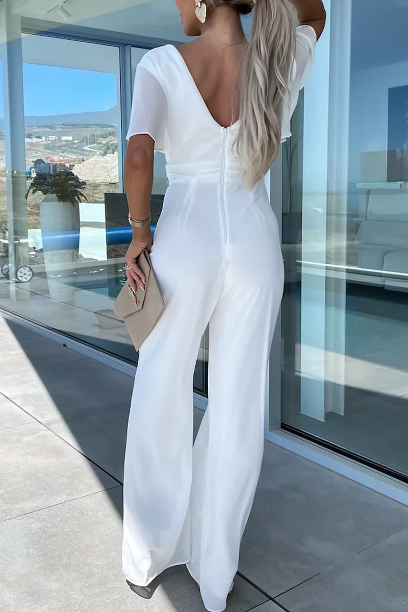 V-Neck Aura™ | Women's V-Neck Jumpsuit | Lightweight Fabric, Adjustable Waist, Stylish Design for Effortless Wear