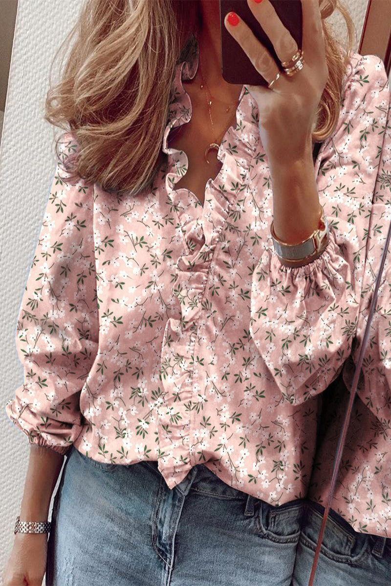 Ruffle Vibe™ | Women's Long Sleeve V-Neck Blouse | Lightweight Fabric, Ruffled Details & Flattering Fit