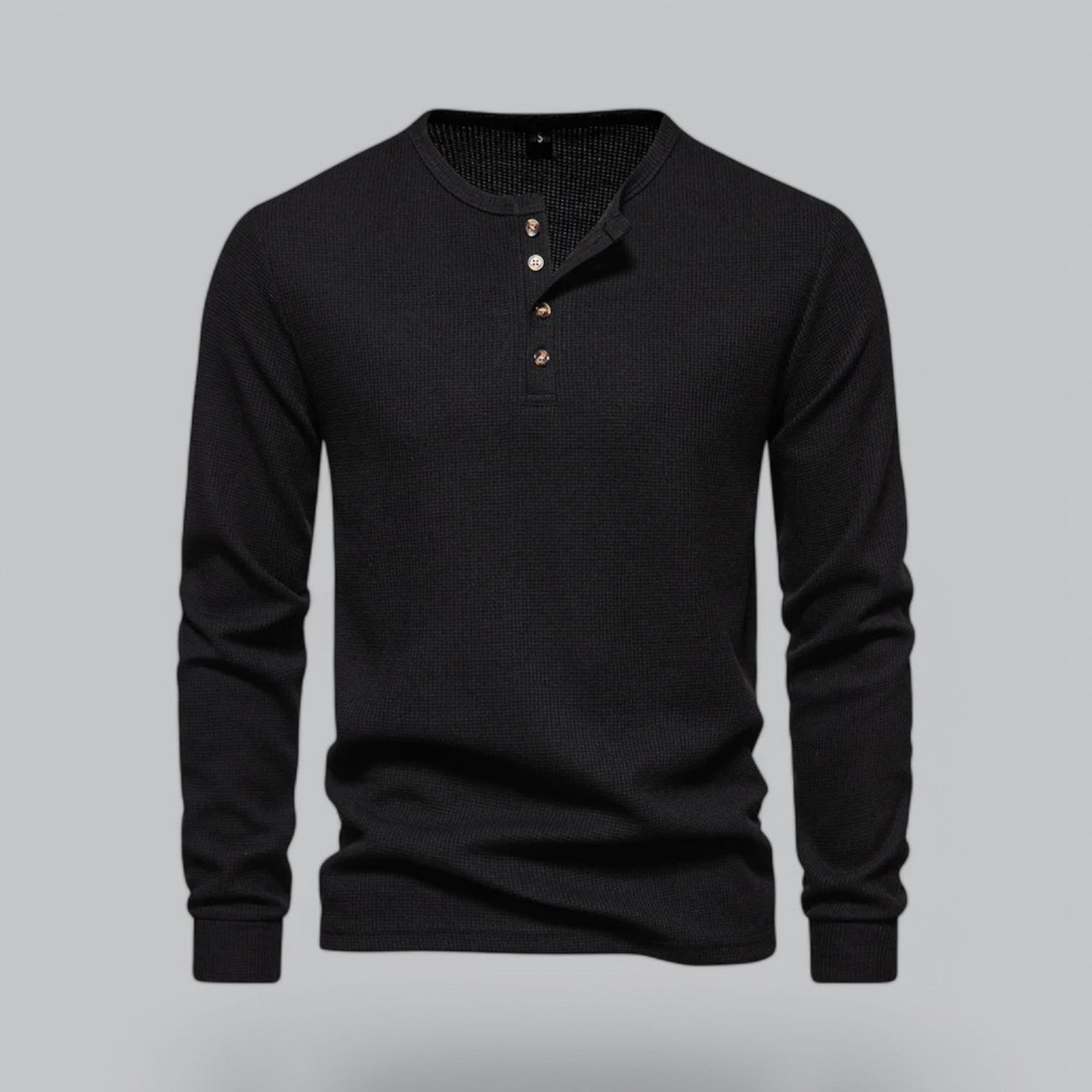 Waffle Henley Long Sleeve T-Shirt | Casual Cotton Shirt for Men | Lightweight, Breathable Fabric, Comfortable Fit