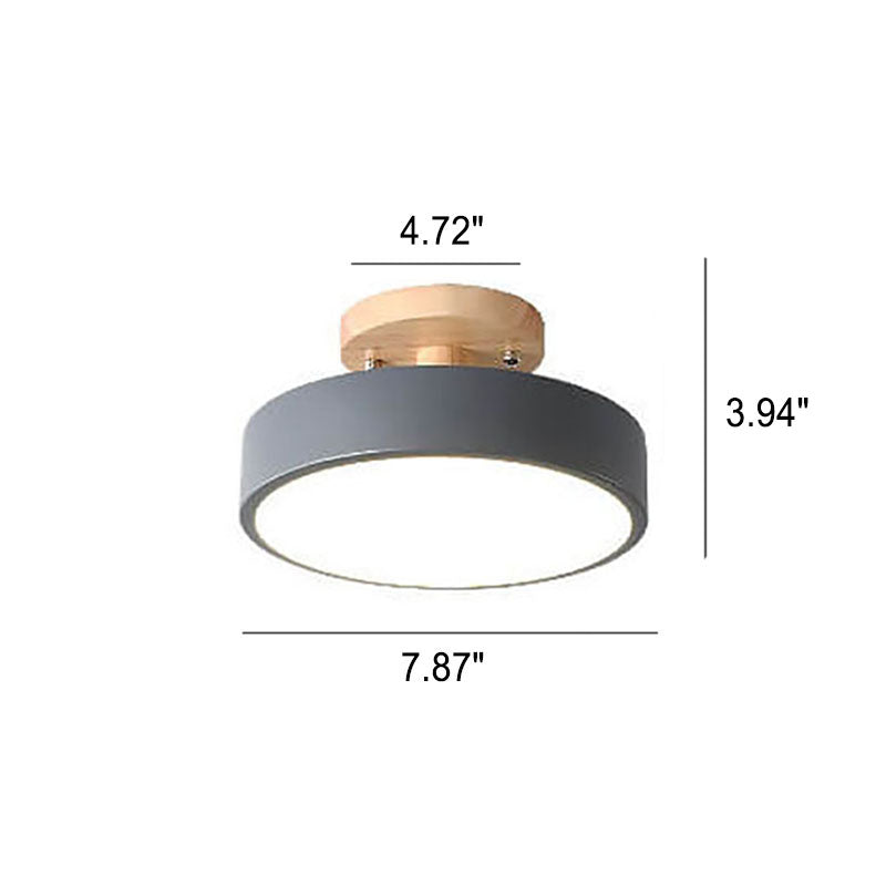 LED Semi-Flush Mount Ceiling Light - Nordic Log Design for Living Room & Entryway Lighting