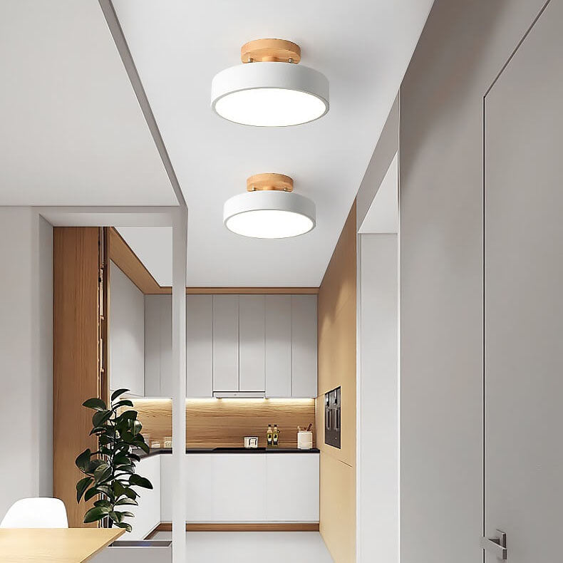 LED Semi-Flush Mount Ceiling Light - Nordic Log Design for Living Room & Entryway Lighting