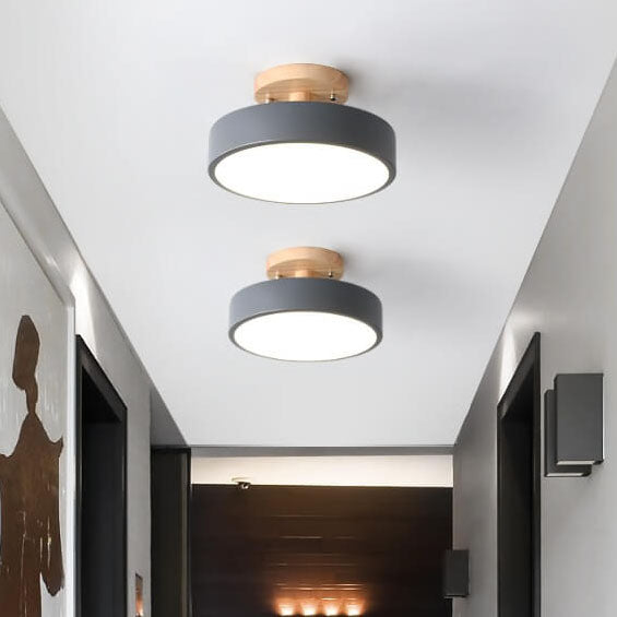 LED Semi-Flush Mount Ceiling Light - Nordic Log Design for Living Room & Entryway Lighting