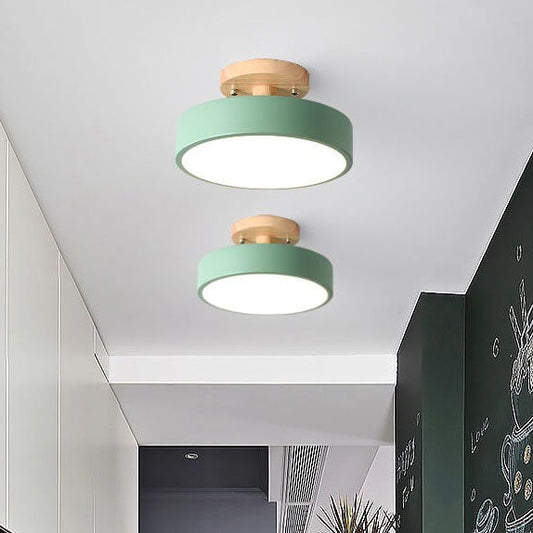 LED Semi-Flush Mount Ceiling Light - Nordic Log Design for Living Room & Entryway Lighting