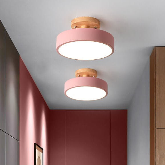 LED Semi-Flush Mount Ceiling Light - Nordic Log Design for Living Room & Entryway Lighting