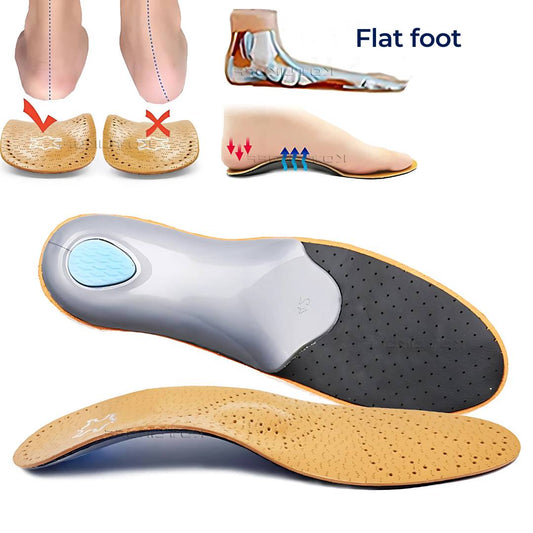 Orthopedic Leather Shoe Insoles for Arch Support, Shock Absorption & Foot Pain Relief - Moisture Wicking Comfort Insoles