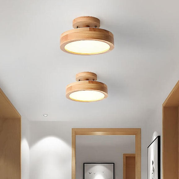 LED Semi-Flush Mount Ceiling Light - Nordic Log Design for Living Room & Entryway Lighting