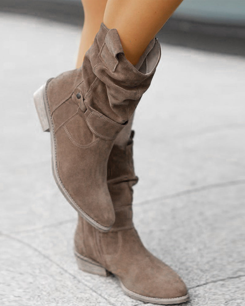 Boots Alure™ | Women's Low Heels Boots | Suede Material, Stylish Ankle Design & Comfortable Fit