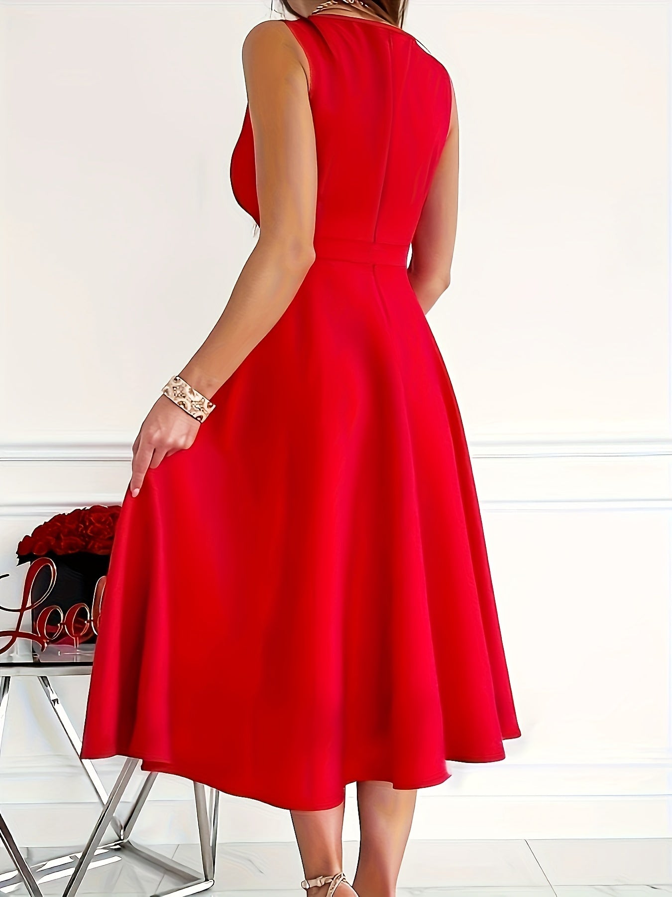 V-Neck Aura™ | Women's Midi Dress | Soft Fabric, Flattering Fit & Stylish Design