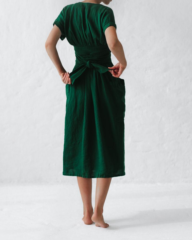 Linen Belle™ | Women's Wrap Dress | Soft Linen-Cotton Blend, Adjustable Tie Waist & Flattering Silhouette