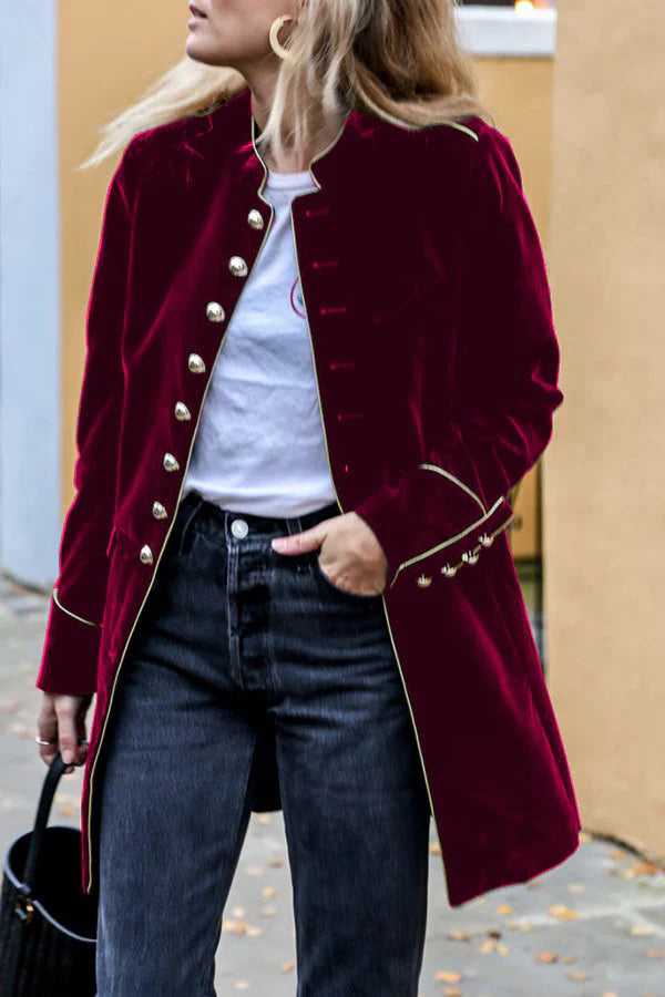 Velvet Aura™ | Women's Multi-Button Jacket | Luxurious Velvet, Patchwork Design, Stylish & Comfortable Fit
