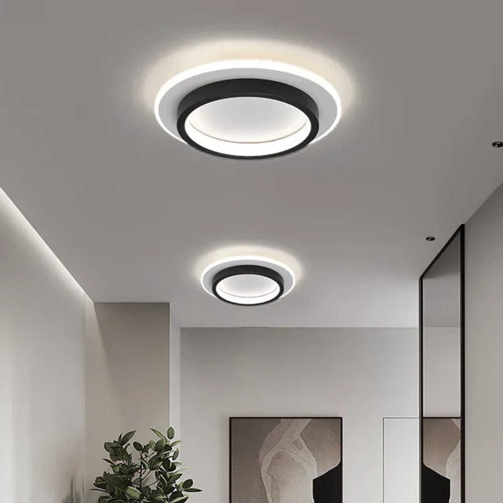 LED Flush Mount Ceiling Light 18W with 3CCT Color Temperature Adjustment - Black & White Fixture for Home & Office Lighting