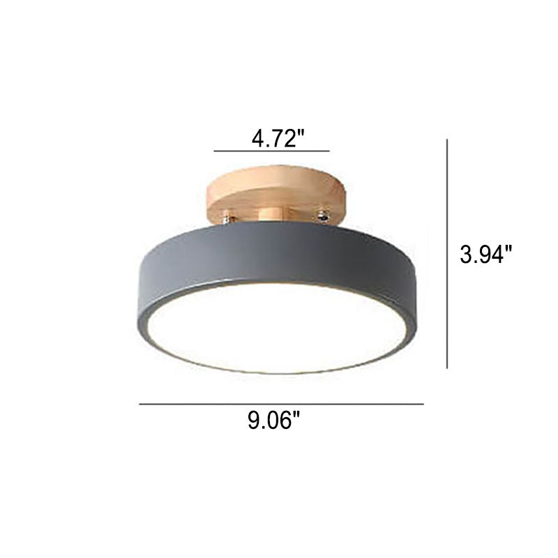 LED Semi-Flush Mount Ceiling Light - Nordic Log Design for Living Room & Entryway Lighting