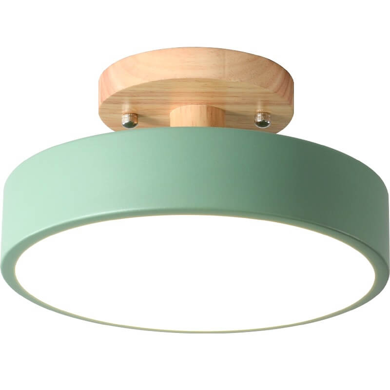 LED Semi-Flush Mount Ceiling Light - Nordic Log Design for Living Room & Entryway Lighting
