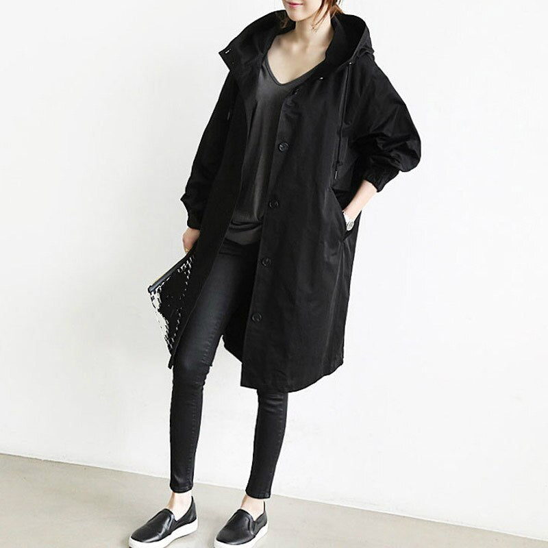 Velaria | Womens Hooded Trench Coat Waterproof Long Mac Raincoat for Winter & Summer Fashion
