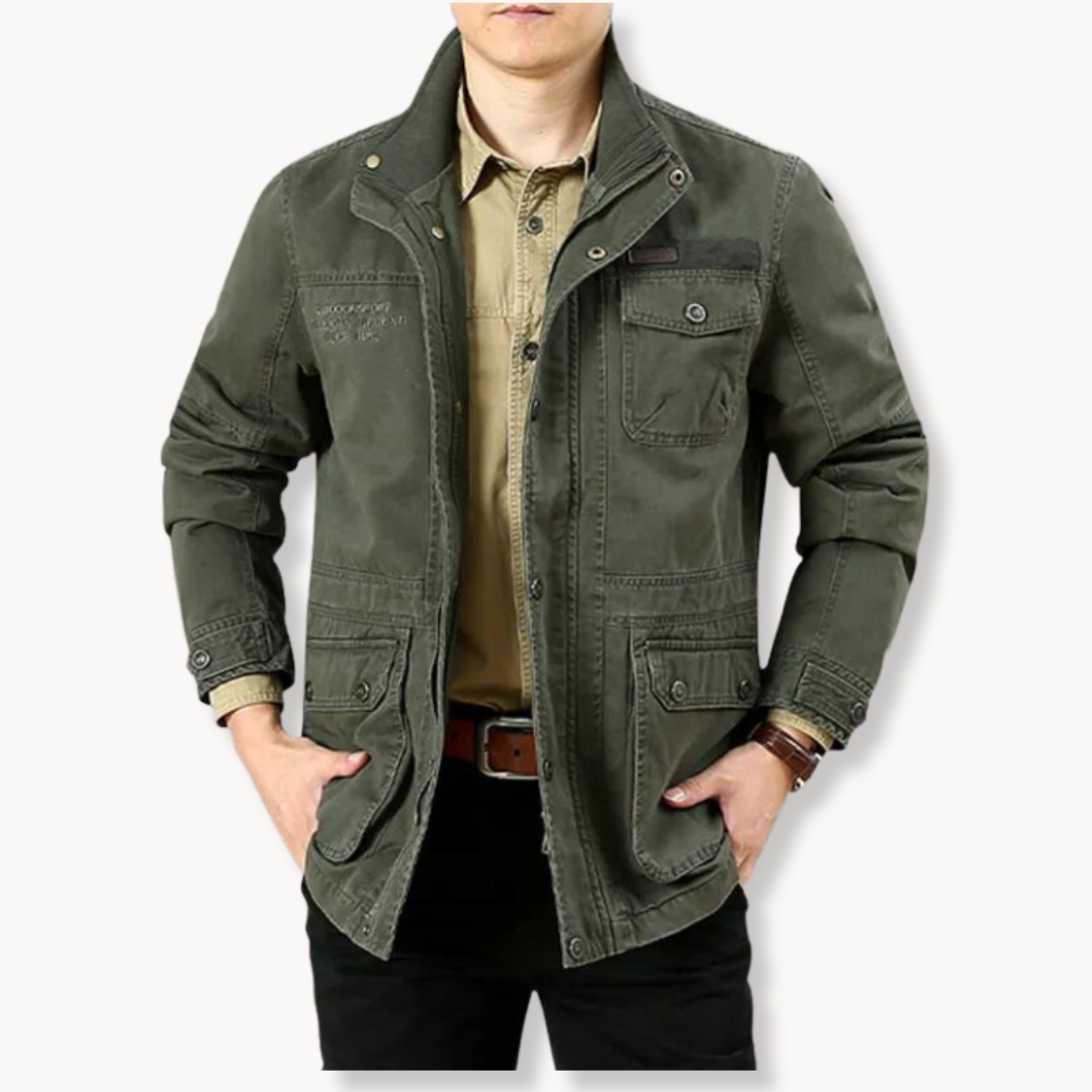 Nordrak | Mens Army Cargo Jacket Lightweight Cotton Utility Field Coat for Summer Travel & Outdoor Fashion