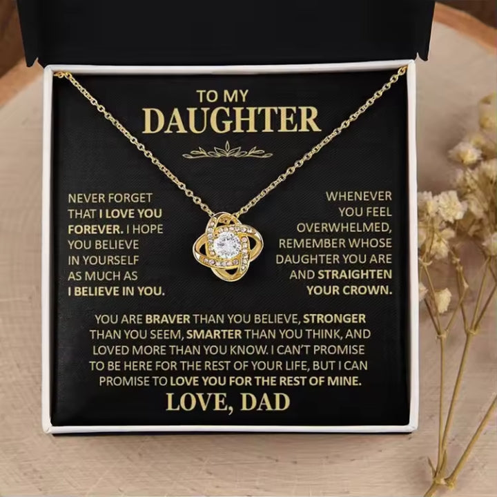 To My Daughter Necklace with Love Knot – Meaningful Father to Daughter Gift, Jewelry for Daughters