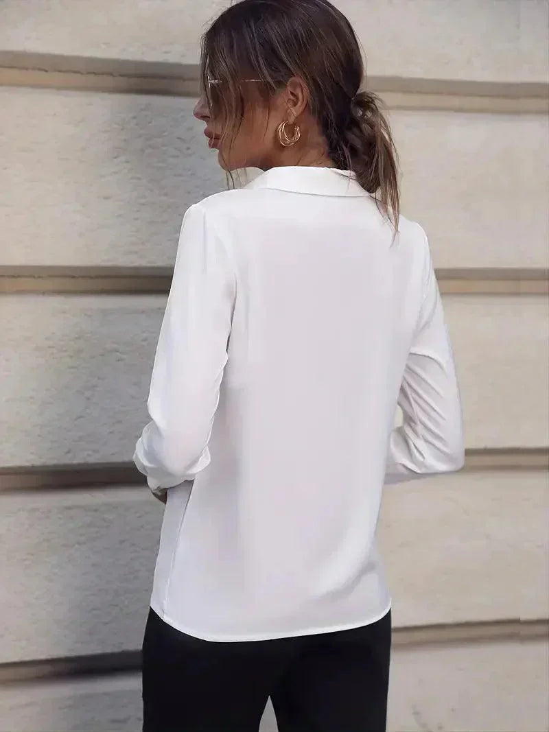 Blouse Elara™ | Women's Long Sleeve Button-Down Business Shirt | Soft Cotton, Tailored Fit & Professional Style