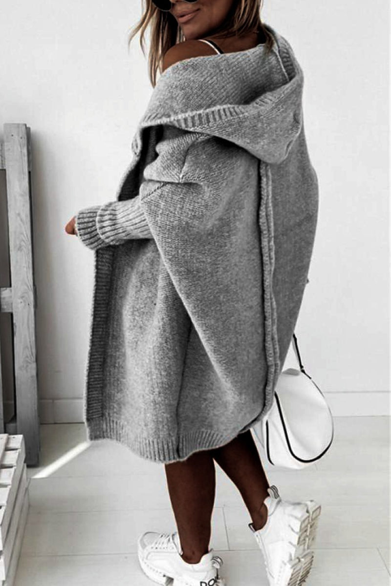 Knit Aura™ | Women's Knitted Hooded Coat | Soft Acrylic, Cozy Design & Warmth for Cold Weather