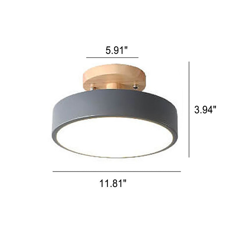 LED Semi-Flush Mount Ceiling Light - Nordic Log Design for Living Room & Entryway Lighting