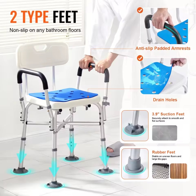 Adjustable Shower Chair for Elderly – Durable and Comfortable Shower Stool for Disabled