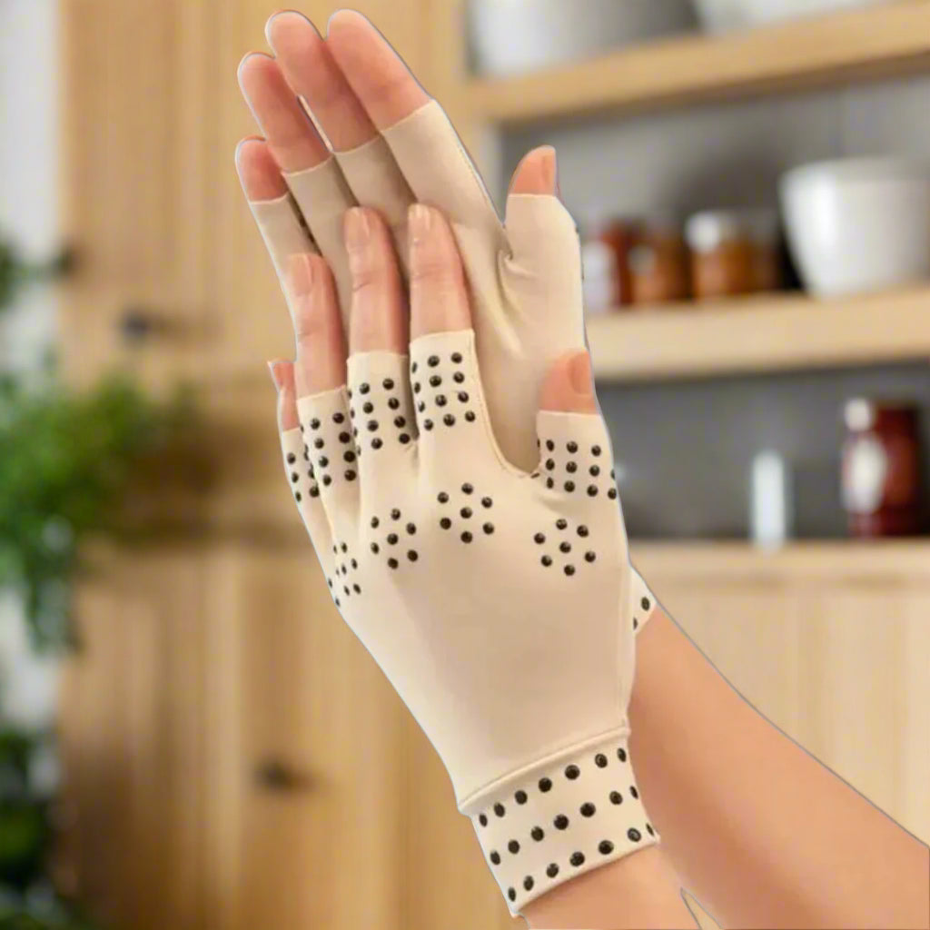 Fingerless Arthritis Compression Gloves with Magnetic Therapy for Pain Relief, Improved Circulation & Reduced Swelling