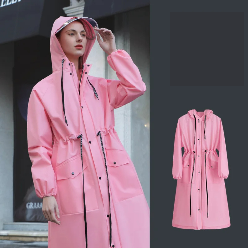 Waterproof Long Women's Raincoat - Lightweight Waterproof Jacket for Rainy Weather