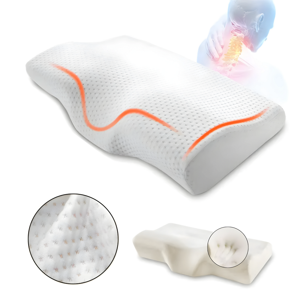 Memory Foam Neck Support Pillow for Orthopedic Comfort and Pain Relief, Ideal for Sleep and Travel