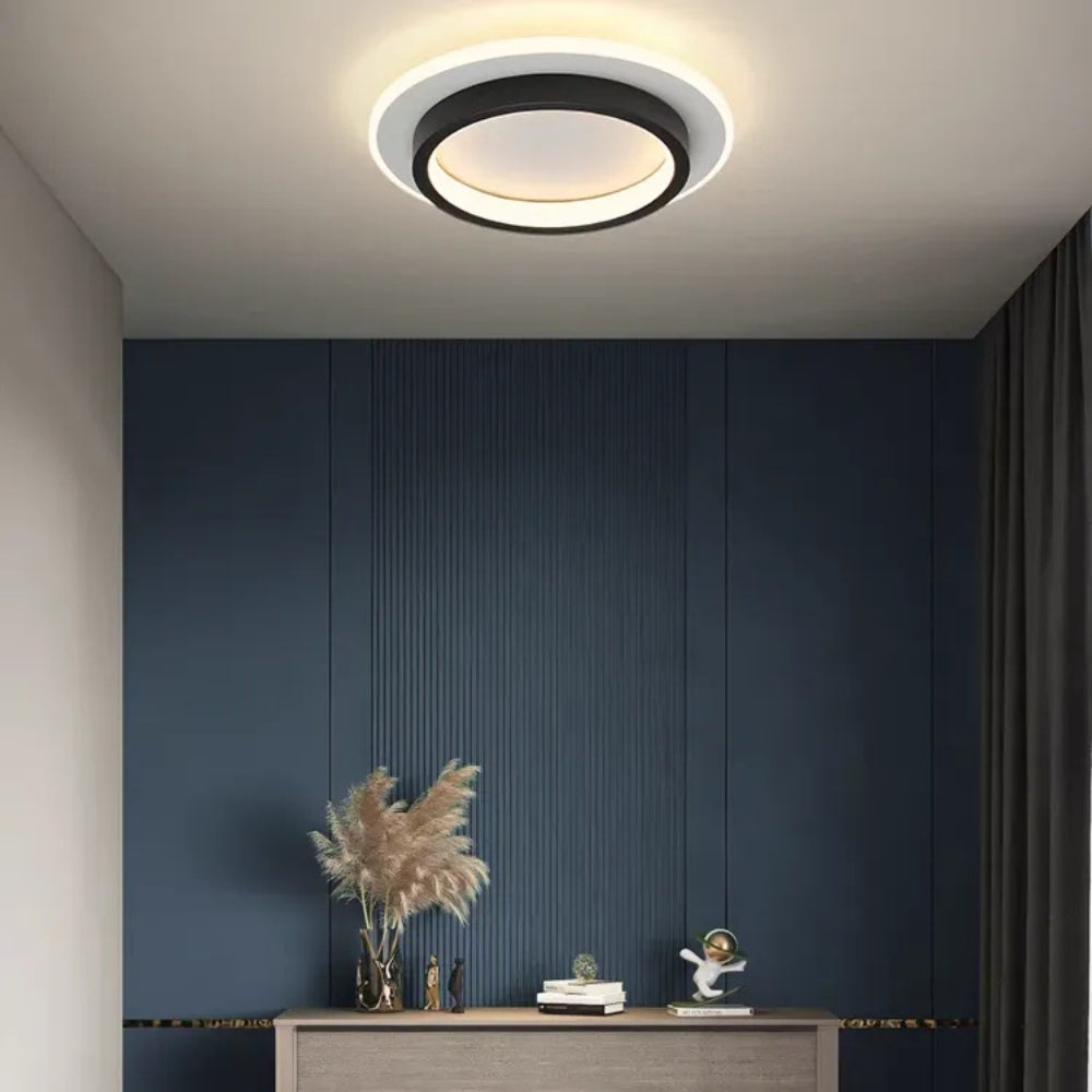 LED Flush Mount Ceiling Light 18W with 3CCT Color Temperature Adjustment - Black & White Fixture for Home & Office Lighting