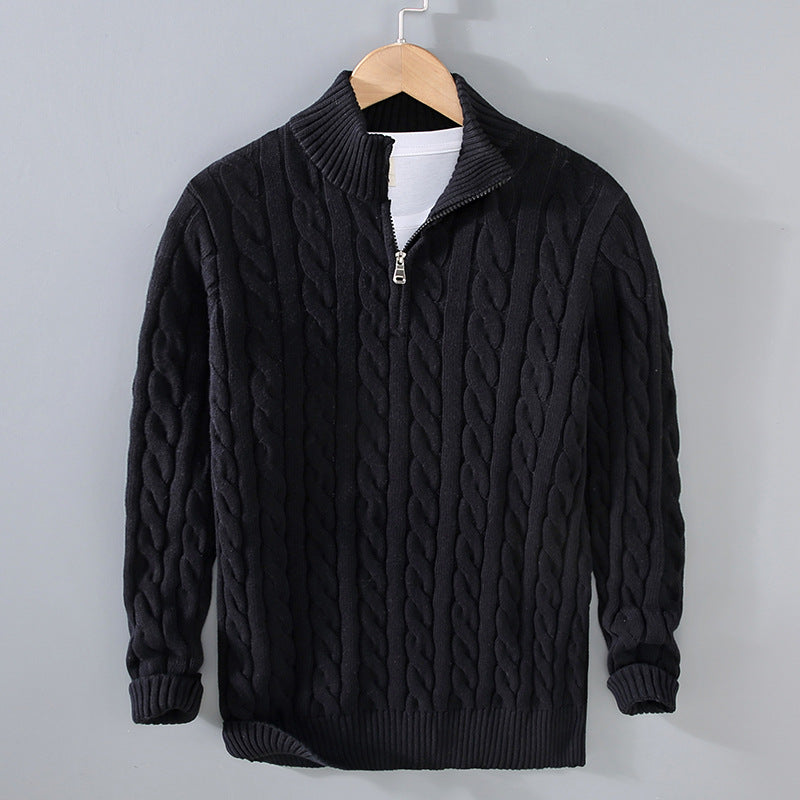 Knit Haven™ | Men's Cable Knit Sweater | Quarter Zip, Ribbed Collar & Cuffs, Warm & Cozy Design