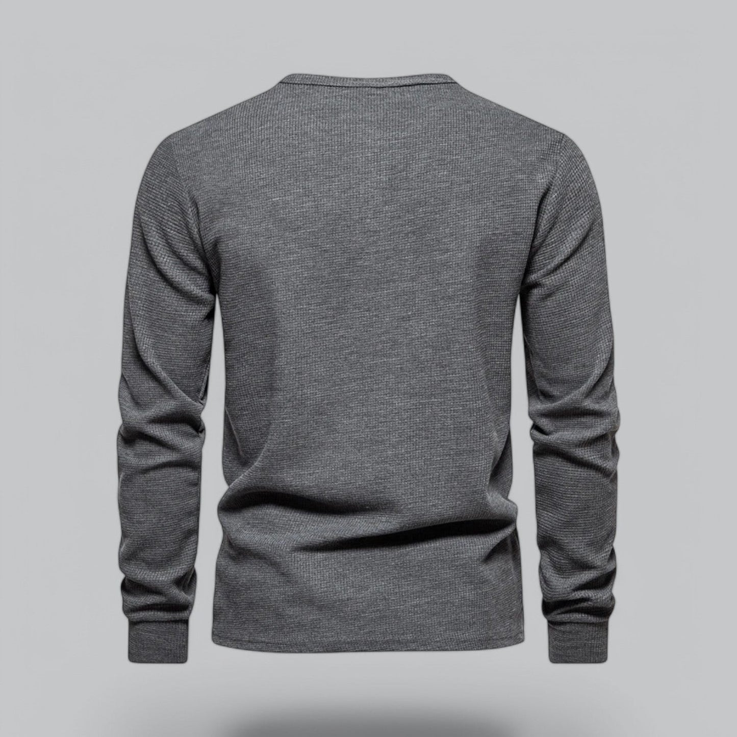 Waffle Henley Long Sleeve T-Shirt | Casual Cotton Shirt for Men | Lightweight, Breathable Fabric, Comfortable Fit