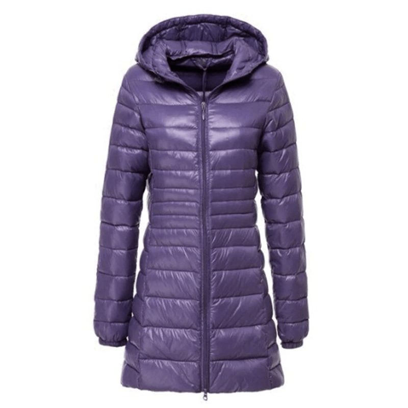 AeroBelle™ | Women's Lightweight Long Down Jacket | Water-Resistant, Insulated, Stylish Design for Cold Weather