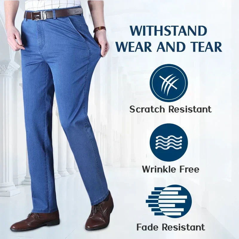 Men's High Waist Straight Cut Jeans | Durable Denim, Classic Fit, Comfortable & Stylish Everyday Wear