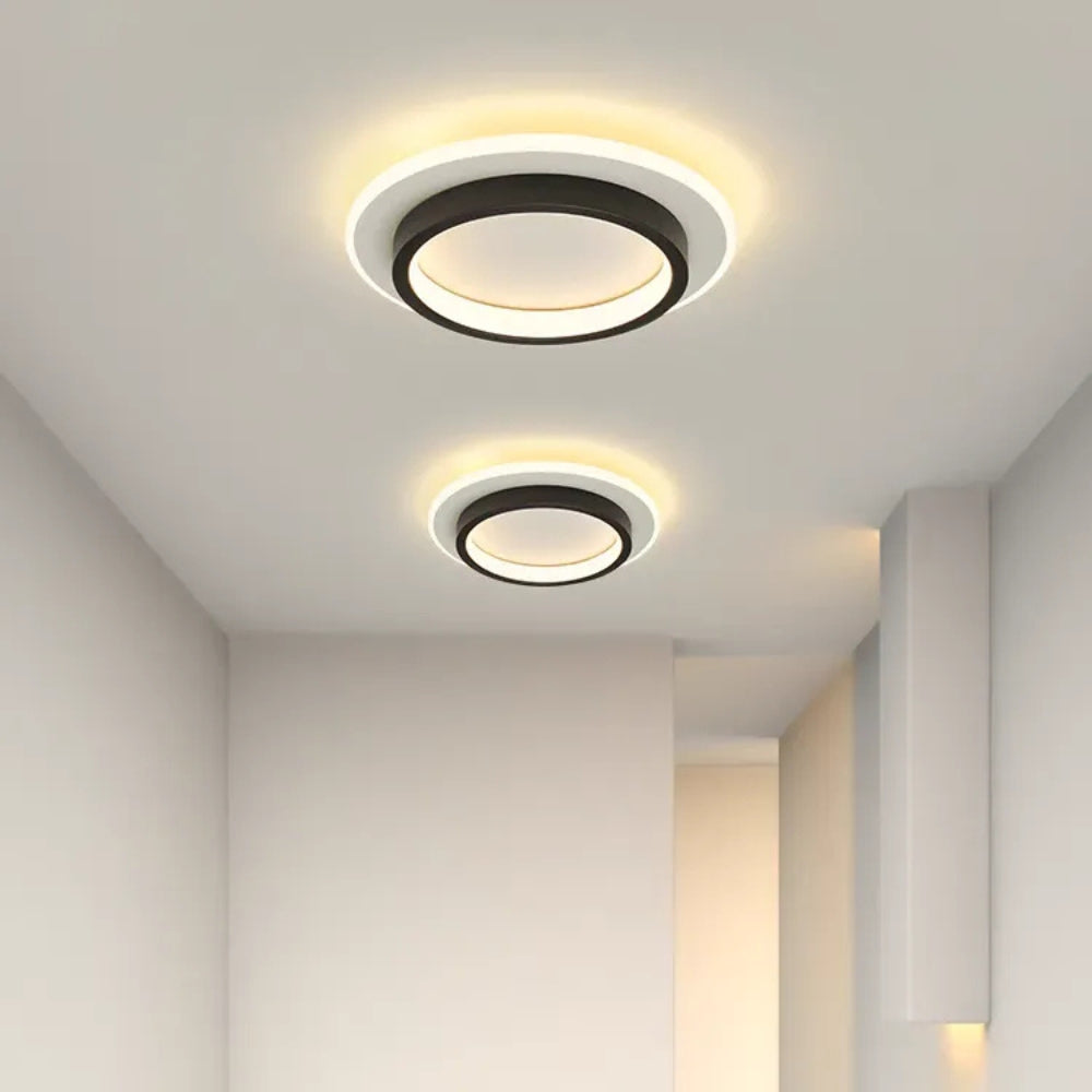 LED Flush Mount Ceiling Light 18W with 3CCT Color Temperature Adjustment - Black & White Fixture for Home & Office Lighting