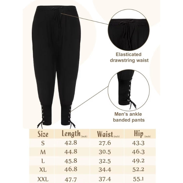 Viking Outfit for Men β Retro Vintage Medieval Renaissance Pants with Waist Belt, Arm Guards, and Shirt